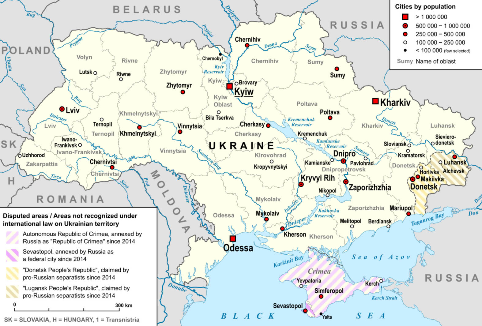 Ukraine Cities Map by Population